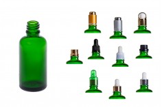 Γυάλινο μπουκαλάκι για αιθέρια έλαια 50 ml πράσινο με στόμιο PP18
