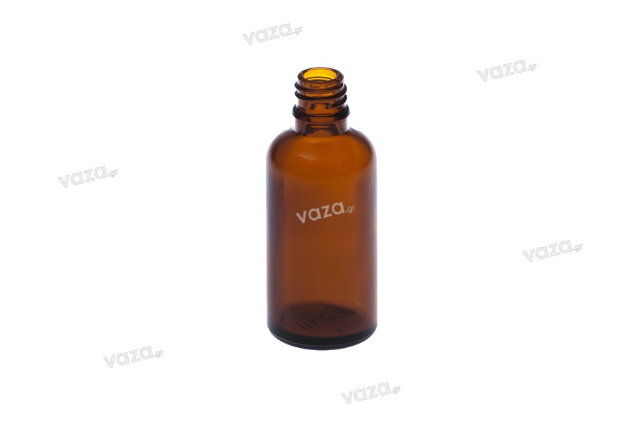 50ml amber glass bottle for essential oils with PP18 mouth