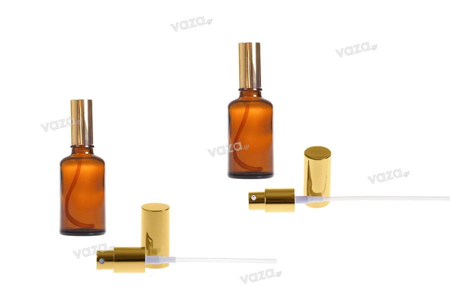 50ml amber glass bottle for essential oils with PP18 mouth