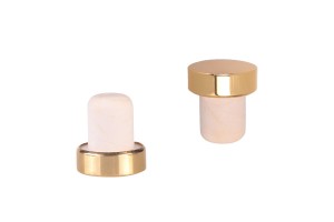 Synthetischer Korken aus Silikon mit goldenem gländzenden Kopf F19-bildabmessungen