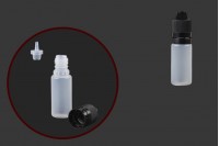 Bouteille en plastique 10 ml avec couvercle CRC et compte-gouttes pour cigarette électronique - 50 pcs