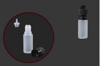 Sticluță de plastic lăptoasă 10 ml, cu capac de plastic negru CRC și dropper de plastic pentru țigară electronică - 50 buc