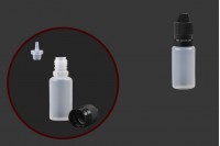 Sticluță de plastic lăptoasă 15 ml, cu capac de plastic negru CRC și dropper de plastic pentru țigară electronică - 50 buc