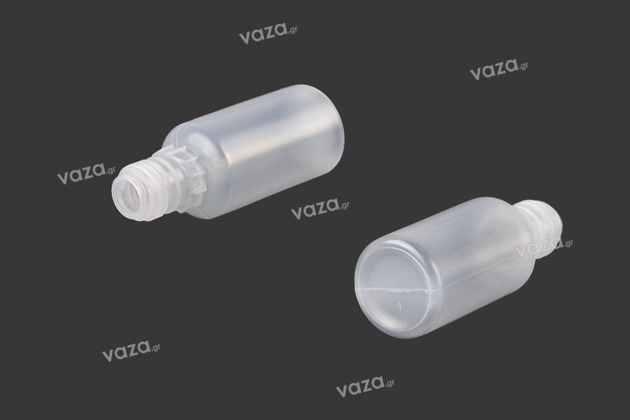 Bottiglietta di plastica da 15 ml con tappo CRC e contagocce per sigarette elettroniche - 50 pezzi.