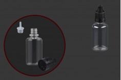 Flacon en plastique de 30 ml avec bouchon CRC et compte-gouttes pour cigarette électronique - 50 pcs