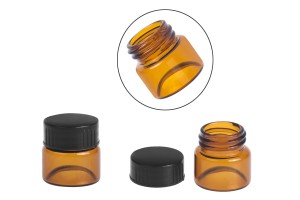Βαζάκι γυάλινο 5 ml διάφανο ή καραμελέ με πλαστικό μαύρο καπάκι για κρέμες και πρόπολη - 12 τεμάχια-εικόνα_διαστάσεις