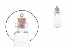 Bottiglietta di vetro con tappo di sughero e anello da appendere, si può usare come bomboniera – 16x 42 mm