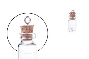 Mini Glasflasche mit Korken und kleinem Haken für Dekoration  13x33 mm-εικόνα_προϊοντική
