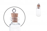 Mini favor glass bottle with cork stopper and eye screw in size 13x39mm