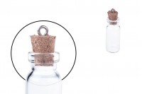 Mini favor glass bottle with cork stopper and eye screw in size 12x38mm