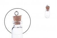 Petit flacon en verre avec liège et anneau pour l’accrocher - 12x33 mm