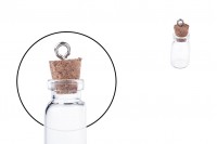 Mini favor glass bottle with cork stopper and eye screw in size 12x33mm