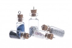 Mini favor glass bottle with cork stopper and eye screw in size 12x33mm