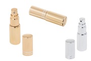 5ml shiny gold or silver UV glass perfume sample atomizer with spray pump, alu plated. 