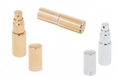 5ml shiny gold or silver UV glass perfume sample atomizer with spray pump, alu plated. 