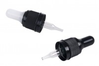 Dropper 5 ml with black wide safety cap and rubber teat in transparent or shiny black - individually wrapped (non graduated)