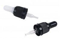 5 ml nipple dropper with black narrow tamper-proof cap and black or transparent rubber head - packed per piece