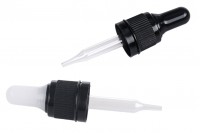 15 ml nipple dropper with black narrow tamper-proof cap and black or transparent rubber head - packed per piece