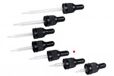 15 ml nipple dropper with black narrow tamper-proof cap and black or transparent rubber head - packed per piece