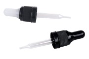 20 ml nipple dropper with black narrow tamper-proof cap and black or transparent rubber head - packed per piece
