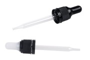 50 ml nipple dropper with black narrow tamper-proof cap and black or transparent rubber head - packed per piece
