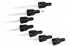50 ml nipple dropper with black narrow tamper-proof cap and black or transparent rubber head - packed per piece