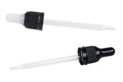 Dropper 100 ml with black wide safety cap and rubber teat in transparent or shiny black - individually wrapped (non graduated)
