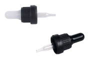 5 ml nipple dropper with wide black tamper-proof cap and black or transparent rubber head - packed per piece