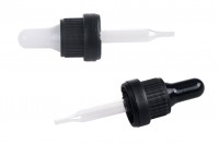 Dropper 15 ml with black wide safety cap and rubber teat in transparent or shiny black - individually wrapped (non graduated)