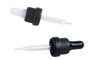 20 ml nipple dropper with wide black tamper-proof cap and black or transparent rubber head - packed per piece