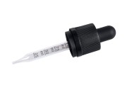 Pipettenmontur 20ml mit Spitze, CRC Sicherheitsverschluss und Skala geeignet für Liquidflaschen- schwarzer oder schwarzer matt Gummi