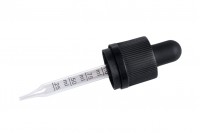 Compte-goutte pointue CRC 20 ml graduée appropriée pour cigarette électronique (bouchon noir - tétine noire MAT) - empaquetés individuellement