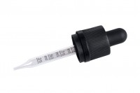 20ml graduated eye dropper with fine tip, child-resistant cap, suitable for e-cigarette refill bottles - rubber head in matte black color, packed per piece