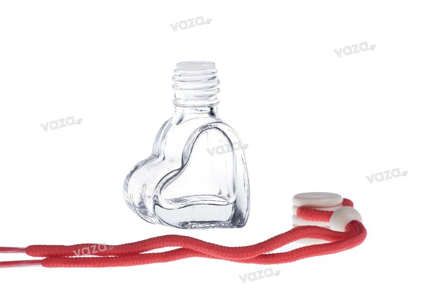 Heart shaped 4ml car air freshener with wooden lid and plastic stopper - available in a package with 25 pcs