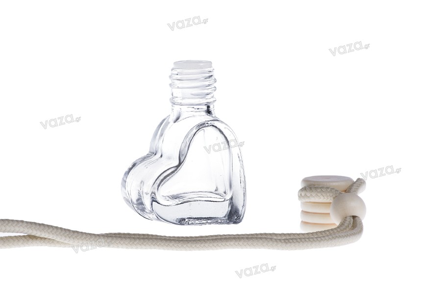 Heart shaped 4ml car air freshener with wooden lid and plastic stopper - available in a package with 25 pcs