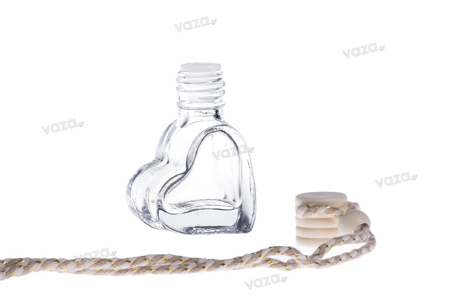 Heart shaped 4ml car air freshener with wooden lid and plastic stopper - available in a package with 25 pcs
