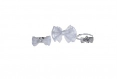 Silver lace bow with wire 15cm long, available in a package with 50 pieces