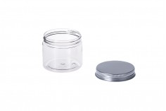 Transparent 150ml PET jar with aluminum cap and sealing disc