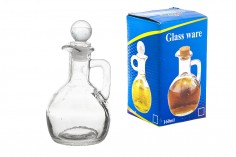 Caraffa di vetro con manico e tappo di vetro da 160 ml, confezionata in scatola singola.
