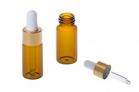 Glass amber bottle with gold pipettes 10 ml 