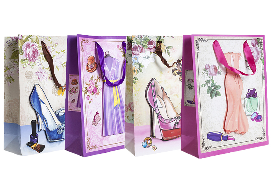 Papiertüte 3D, Muster ''Rote Pumps', Größe 'L'' 31x12x42 cm Papiertüte 3D, Muster ''Rote Pumps', Größe 'L'' 31x12x42 cm