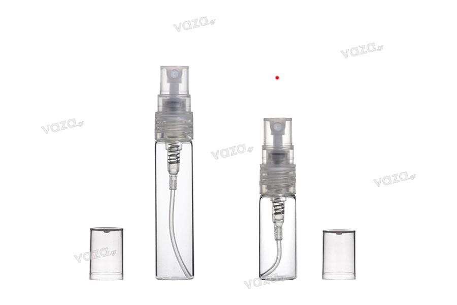 Γυάλινο μπουκαλάκι με σπρέυ για αρώματα 3 ml με πλαστικό καπάκι