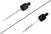 Dropper 100 ml with black wide safety cap (CRC) and rubber teat in black mat or shiny - individually wrapped (graduated)