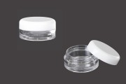 Transparente Acryl- Cremedose mit weißem Deckel 3ml