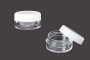 Transparent acrylic 5ml cream jar with white cap