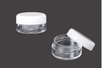 Transparent acrylic cream jar 5 ml with white cap