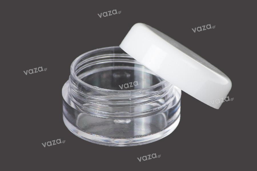 Transparente Acryl- Cremedose mit weißem Deckel 5 ml 