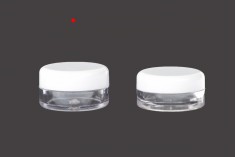 Pot pour crèmes en acrylique transparent 5ml avec couvercle blanc