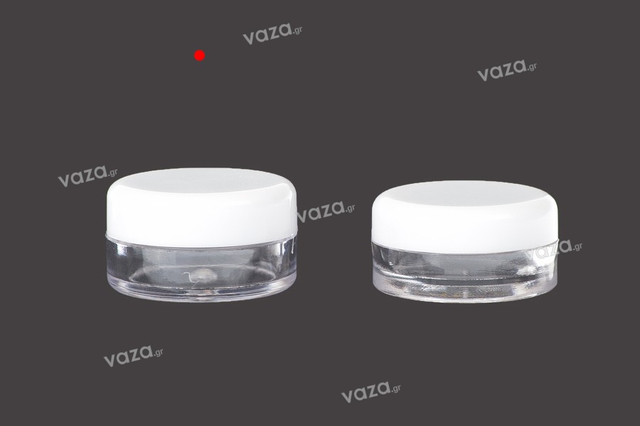 Transparente Acryl- Cremedose mit weißem Deckel 5 ml 