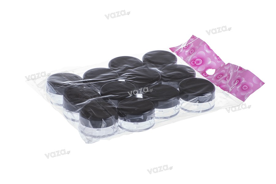 Transparente Acryl- Cremedose mit schwarzem Deckel 5ml